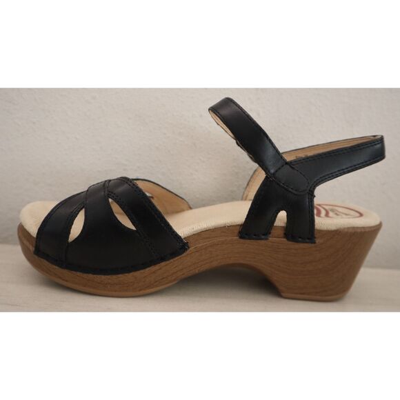 Dansko Women's Sz 38 US 7.5-8 Black Season Full Grain Leather Sandals - Picture 13 of 16